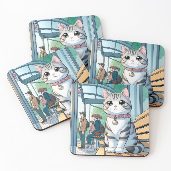 Item preview, manga cat sitting on a bus stop 2 designed and sold by SyTcreations.