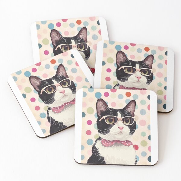 Item preview, Cats with glasses and lots of polka dots designed and sold by Cat loco.