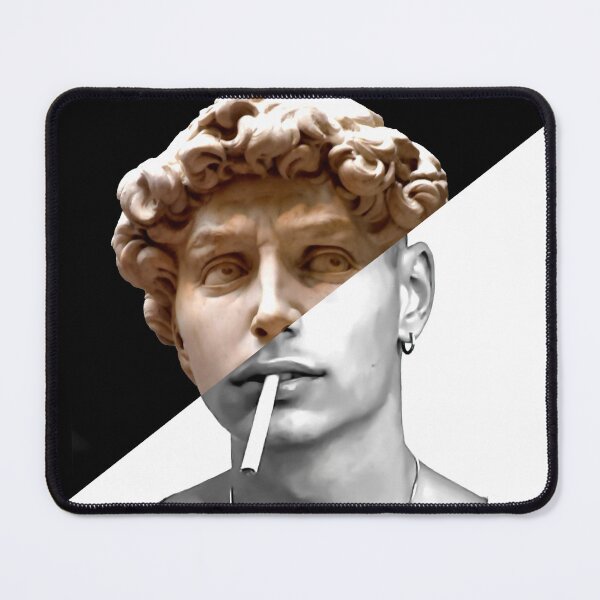 Item preview, CONTRAST IN CONTEMPLATION - Michelangelo's David | Smoking Man designed and sold by LT Graphic Art.