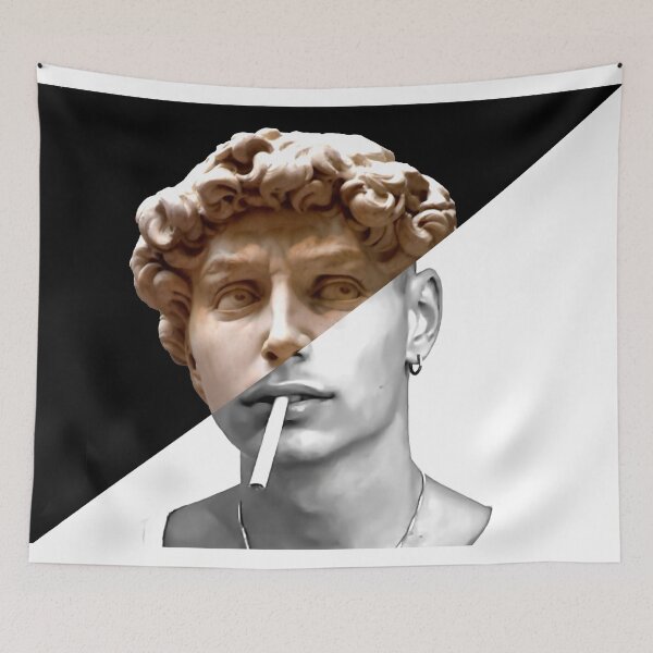Item preview, CONTRAST IN CONTEMPLATION - Michelangelo's David | Smoking Man designed and sold by LT Graphic Art.