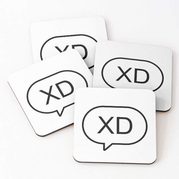 Item preview, “XD” emoticon in a black message bubble designed and sold by Daikon.