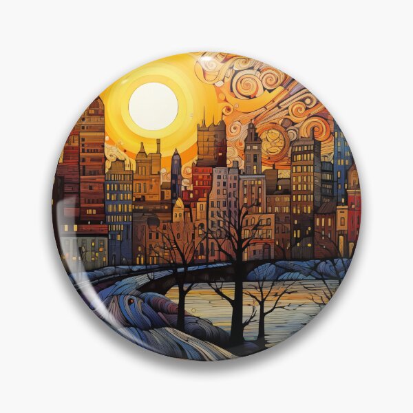 Item preview, Winter city on the shore of an icy lake. designed and sold by Ekalininart.