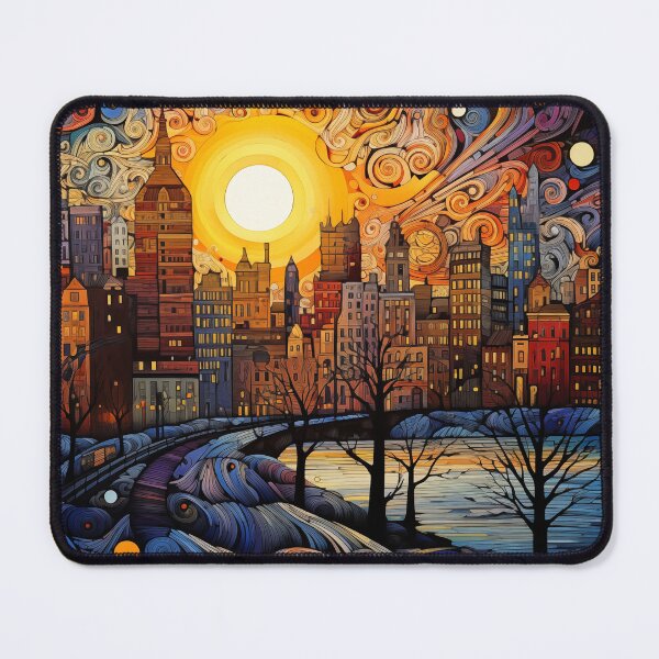 Item preview, Winter city on the shore of an icy lake. designed and sold by Ekalininart.