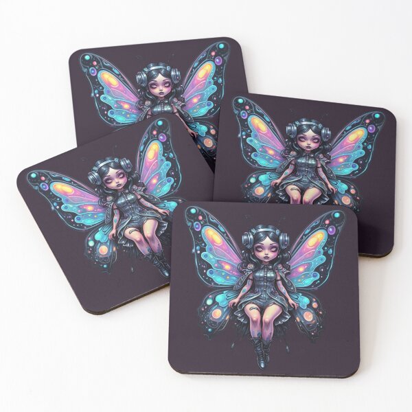 Item preview, Chibi Goth Butterfly Girl with Headphones designed and sold by TechnoWhimsy.
