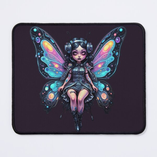 Item preview, Chibi Goth Butterfly Girl with Headphones designed and sold by TechnoWhimsy.