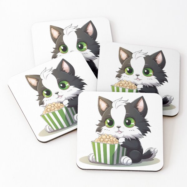 Item preview, Fluffy kitten eating popcorn designed and sold by HellsingDesigns.