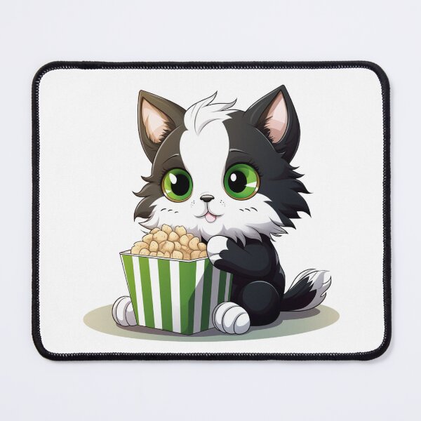 Item preview, Fluffy kitten eating popcorn designed and sold by HellsingDesigns.