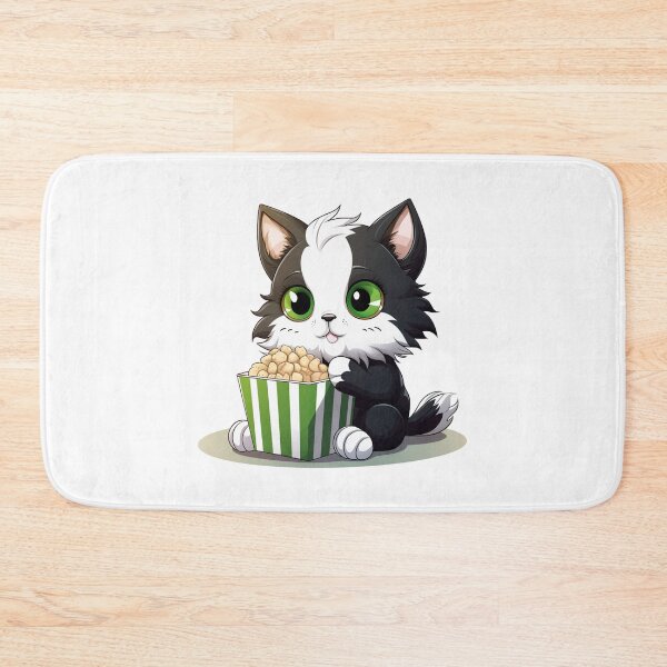 Item preview, Fluffy kitten eating popcorn designed and sold by HellsingDesigns.