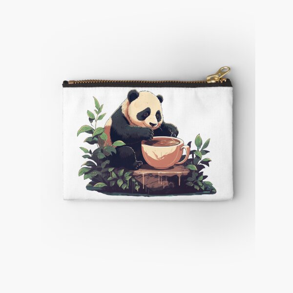 Item preview, kawaii panda drinking coffee designed and sold by HellsingDesigns.