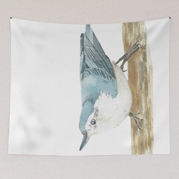 Item preview, white-breasted nuthatch bird portrait designed and sold by L'Atelier Oranjade.