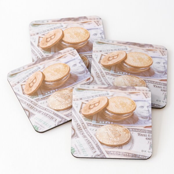 Item preview, Stack of Bitcoin coins over US dollar designed and sold by stevanovicigor.