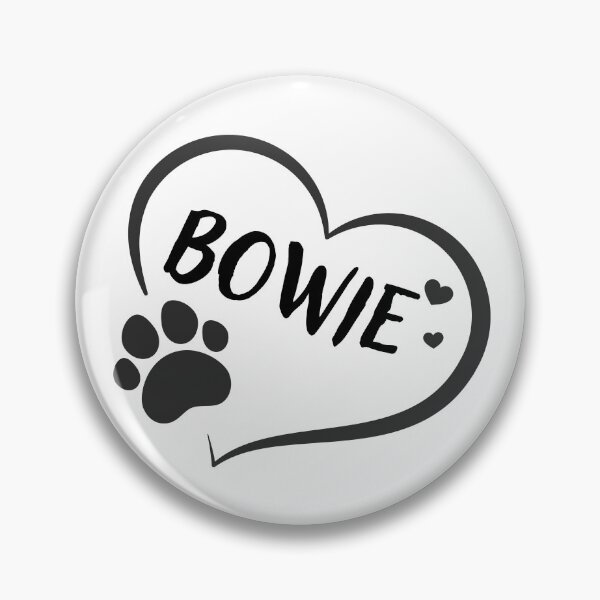 Item preview, Bowie pet dog or cat name in a heart with a paw, great gift for dog or cat owners designed and sold by OCS1337.