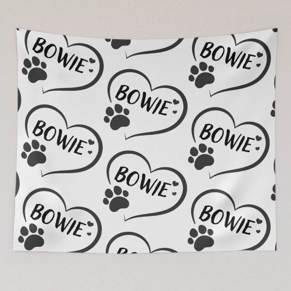 Item preview, Bowie pet dog or cat name in a heart with a paw, great gift for dog or cat owners designed and sold by OCS1337.
