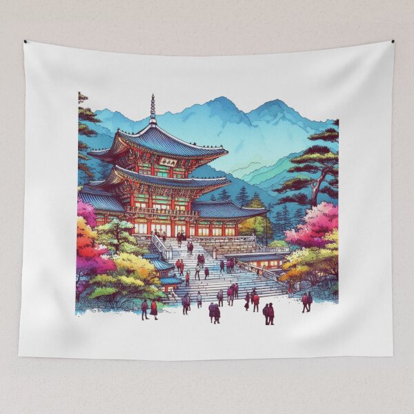 Item preview, Beomeosa Temple, Busan, Gyeongju Watercolor designed and sold by PaintMeWorld.