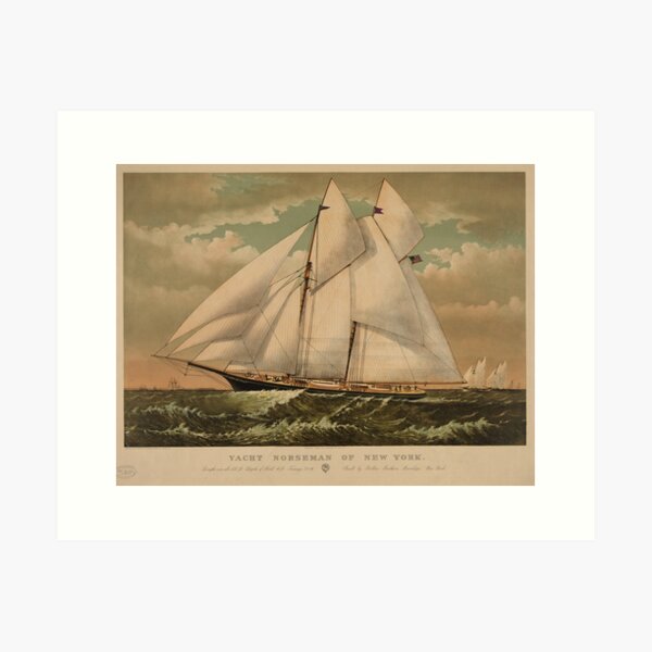 Item preview, Vintage Schooner Yacht Illustration (1882) designed and sold by BravuraMedia.