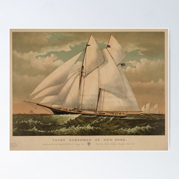 Item preview, Vintage Schooner Yacht Illustration (1882) designed and sold by BravuraMedia.