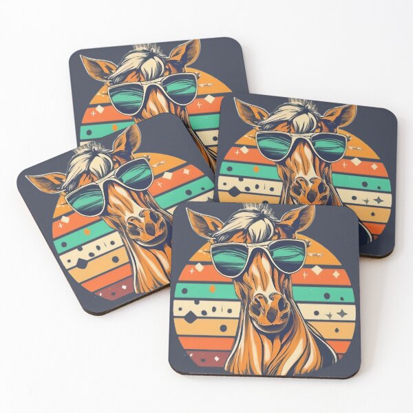 Item preview, Stylish Horse in Sunglasses Vintage Sunset Backdrop designed and sold by LumberEchoArts.