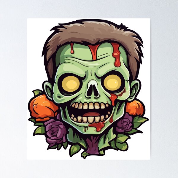 Item preview, Cabeza de zombie con flores designed and sold by StickerLab4.
