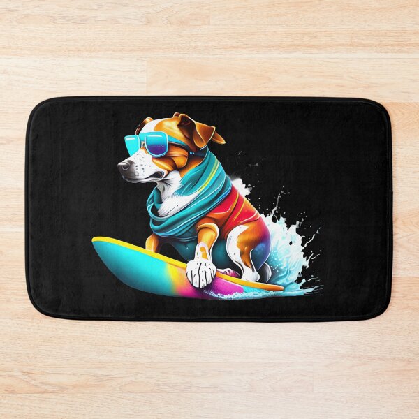 Item preview, Stylish Surfer: Dog in Sunglasses Riding the Waves designed and sold by BorczVisuals.