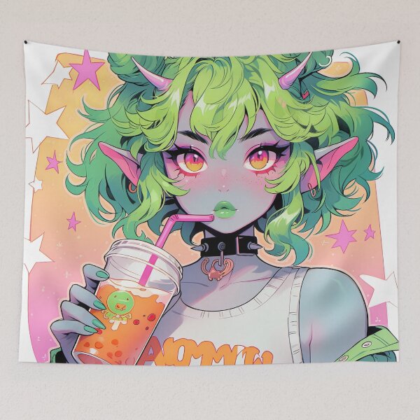 Item preview, Fantasy Elf Bubble Tea Anime Girl designed and sold by bubblegoth.
