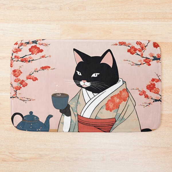 Item preview, Kimono Black Cat Tea Ceremony  designed and sold by AnimaliaStar.