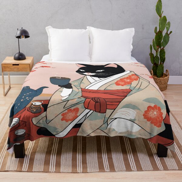 Artikelvorschau, Kimono-Teezeremonie mit schwarzer Katze entworfen und verkauft von AnimaliaStar.