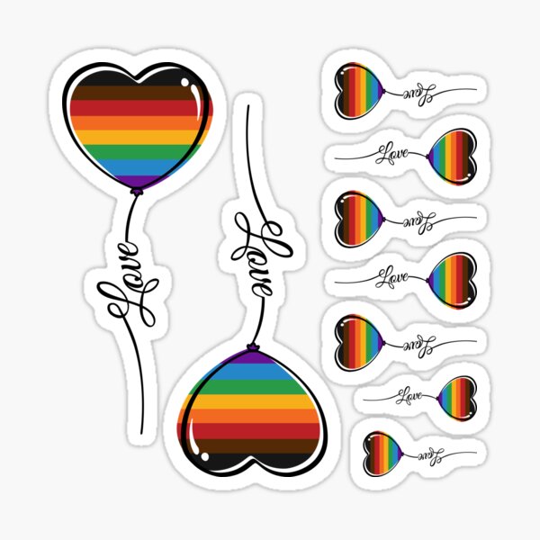 Inclusive LGBTQ Rainbow Pride Minimalist Heart Balloon with Love Sticker