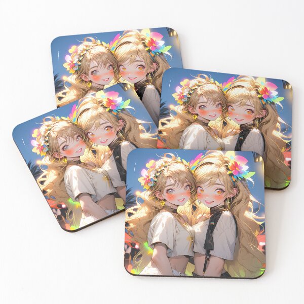 Item preview, Two Cute anime girls double portrait art designed and sold by TheArtistOf2022.