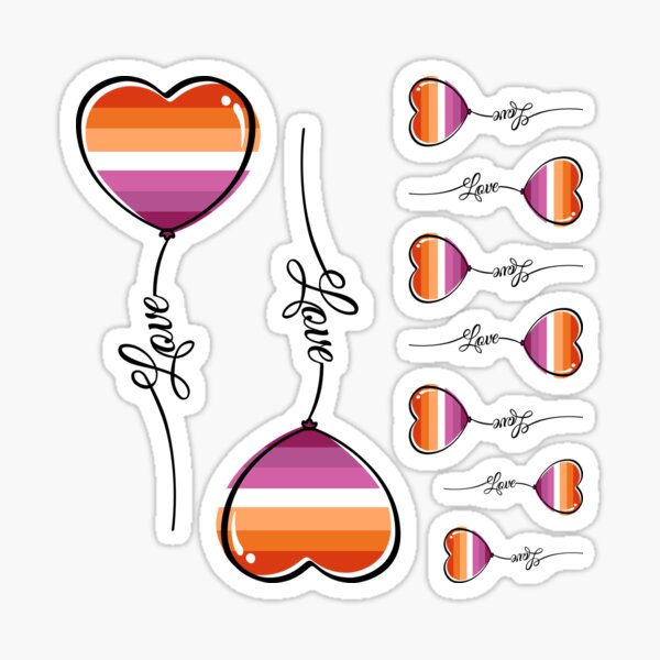Lesbian Pride Minimalist Heart Balloon with Love Sticker