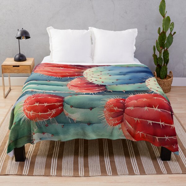 Item preview, Blue and Red cactus garden watercolour designed and sold by SirenSeventyOne.