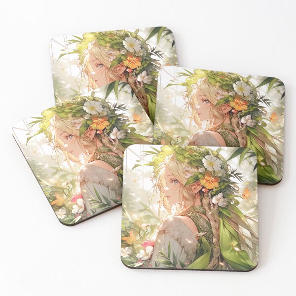 Item preview, Anime girl with glowing flowers in forest portrait art designed and sold by TheArtistOf2022.