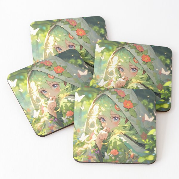 Item preview, Anime girl with glowing flowers in forest portrait art designed and sold by TheArtistOf2022.