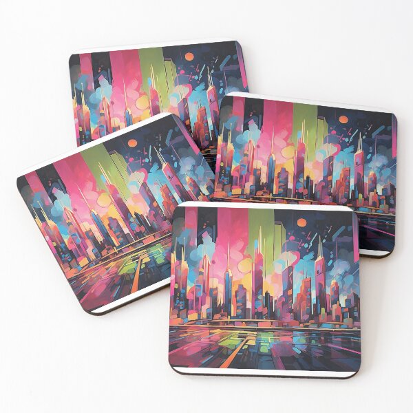 Item preview, Neon Metropolis: Twilight Colour Hues Reflecting designed and sold by ArtComixHaven.