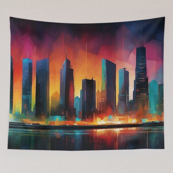Item preview, Dusk's Neon Glow: Urban Dreamscape Reflections" designed and sold by ArtComixHaven.