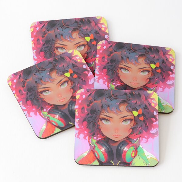 Item preview, Anime 90s retro girl with headphones portrait art designed and sold by TheArtistOf2022.