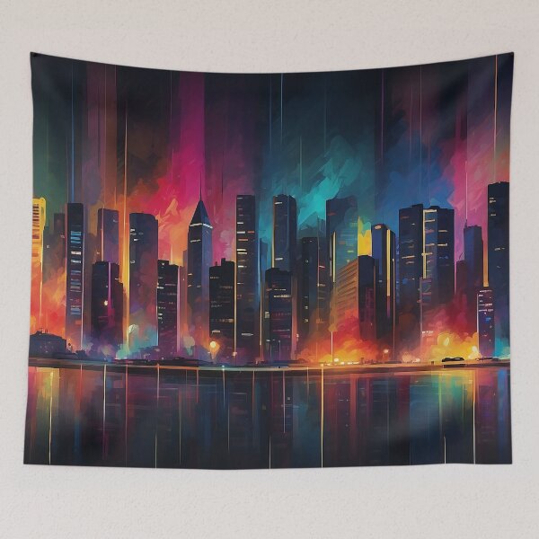 Item preview, Dazzling Metropolis: An Abstract Urban Symphony designed and sold by ArtComixHaven.