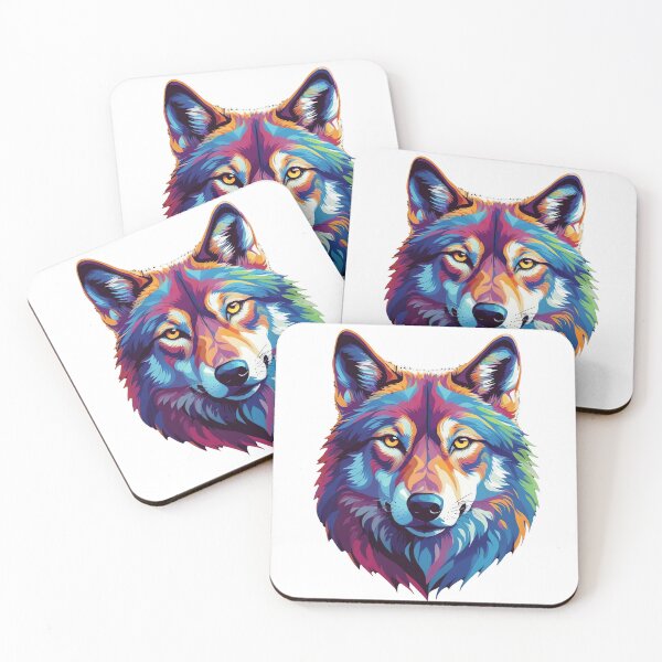 Item preview, Wolf Portrait | Rainbow | Vector designed and sold by JackrabbitPub.