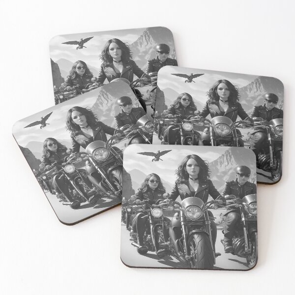 Item preview, Biker girls on the road black and white retro urban style designed and sold by Carlos Gudino.