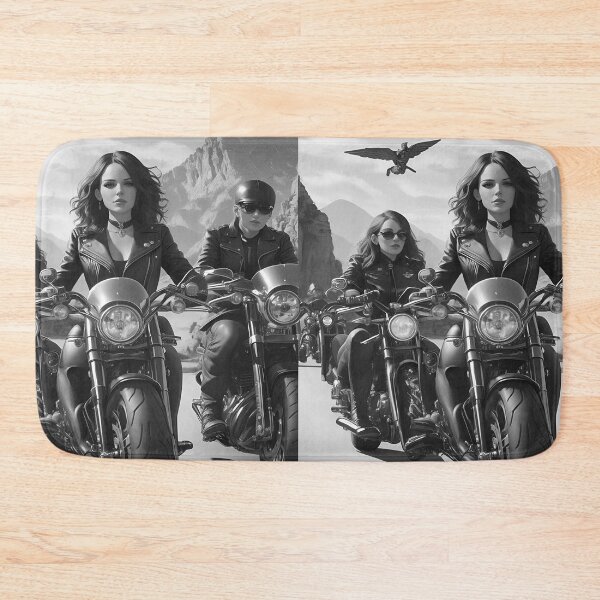Item preview, Biker girls on the road black and white retro urban style designed and sold by Carlos Gudino.