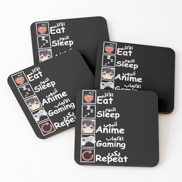 Item preview, Eat Sleep Anime Gaming Repeat Kawaii Otaku Anime Manga Arabe Arabic designed and sold by Mirosou.