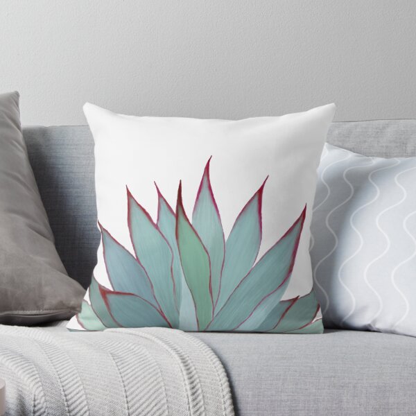 Elegant Agave Fringe Illustration Throw Pillow