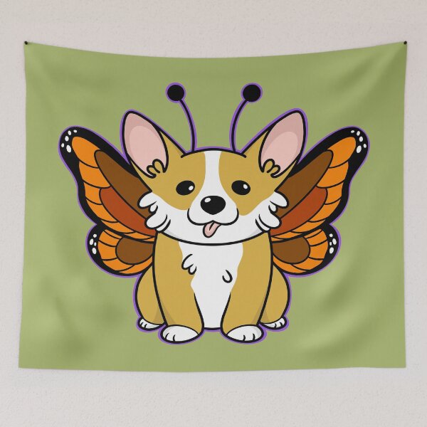 Artikelvorschau, Schmetterlings-Corgi – Braun entworfen und verkauft von DrawsCutePaws.