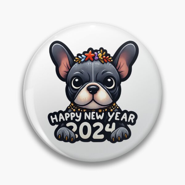 Item preview, Frenchie Joy: Happy 2024 Wishes in Full Swing! designed and sold by EpicPaws.