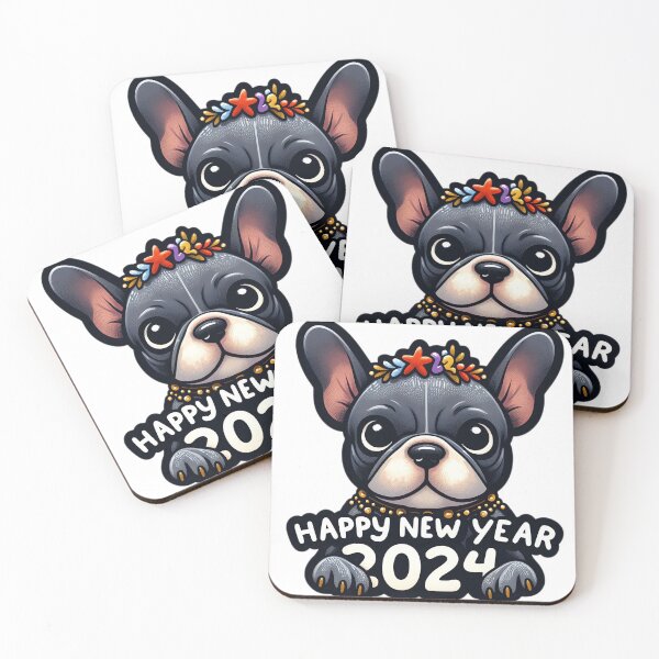 Item preview, Frenchie Joy: Happy 2024 Wishes in Full Swing! designed and sold by EpicPaws.