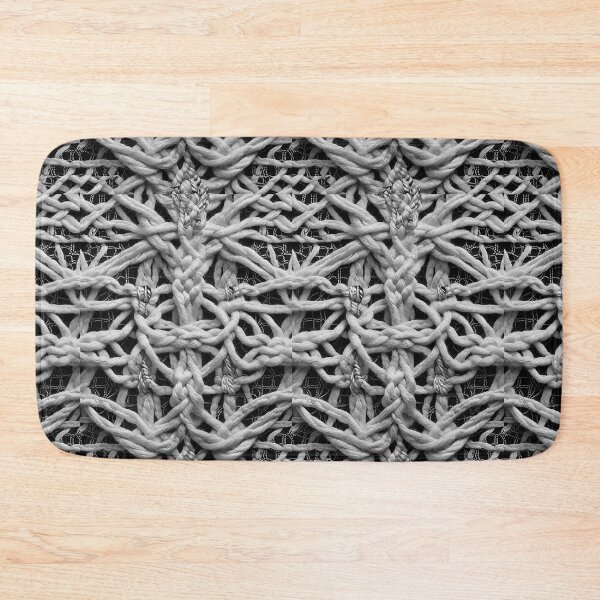 Item preview, antique rope weaving rug black and white retro urban style designed and sold by Carlos Gudino.