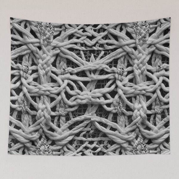 Item preview, antique rope weaving rug black and white retro urban style designed and sold by Carlos Gudino.