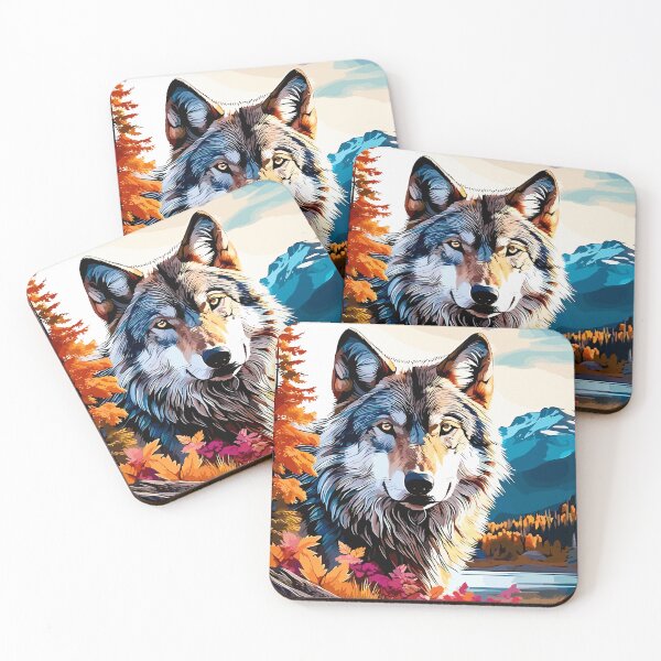 Item preview, Double exposure of a wolf and a mountain designed and sold by SnapStix.