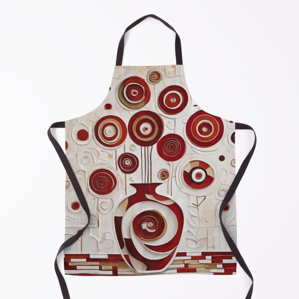 Item preview, Gustav Klimt Red Gold White Abstract Flowers in Swirly Vase designed and sold by Vicky Brago-Mitchell®.