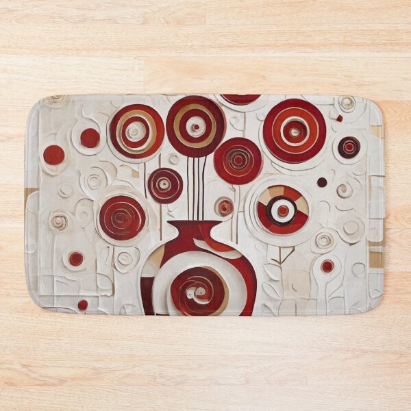 Item preview, Gustav Klimt Red Gold White Abstract Flowers in Swirly Vase designed and sold by Vicky Brago-Mitchell®.