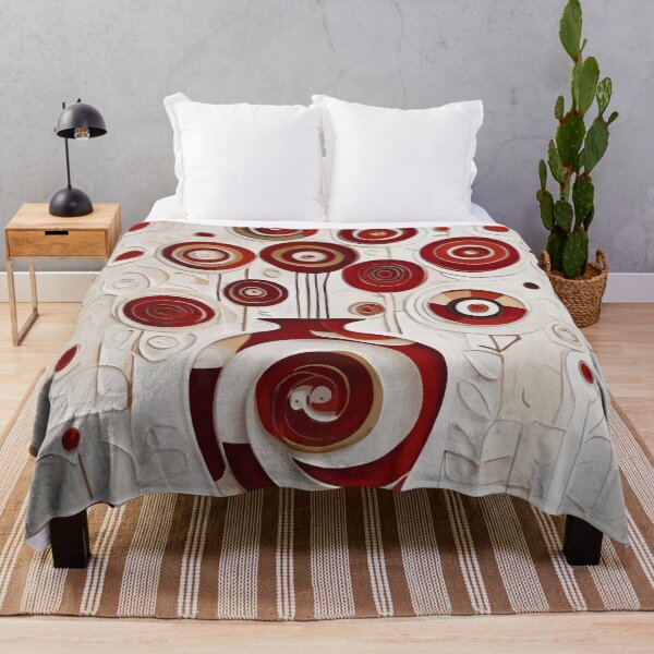 Item preview, Gustav Klimt Red Gold White Abstract Flowers in Swirly Vase designed and sold by Vicky Brago-Mitchell®.